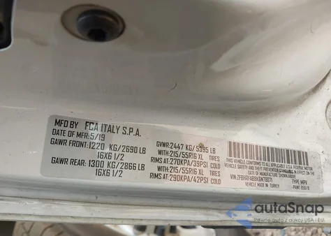 2019 Ram Promaster City Tradesman from USA, damaged, VIN ZFBHRFAB8K6N78071